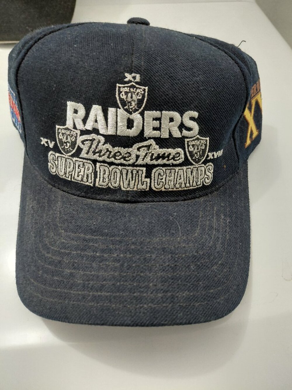 Vintage Raiders Three Time Super Bowl Camps cap